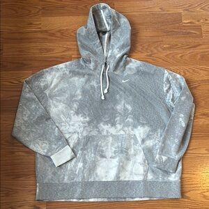 Nike Women's Gray and White Tie Dye Icon Clash Hoodie Size 1X